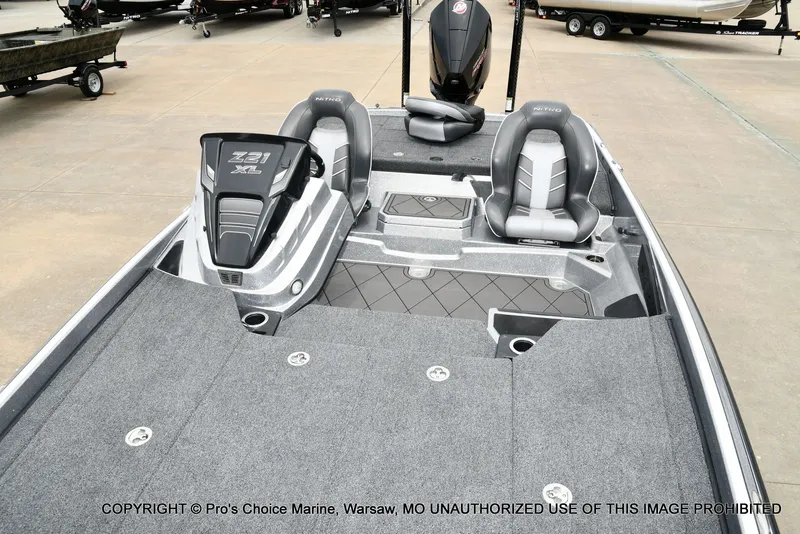Slide: The Image of 2024 Nitro Z21 XL Pro boat interior with gray seats. - 13