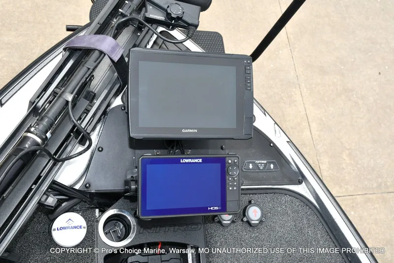 Slide: The Image of 2024 Nitro Z21 XL Pro with Garmin and Lowrance displays. - 5