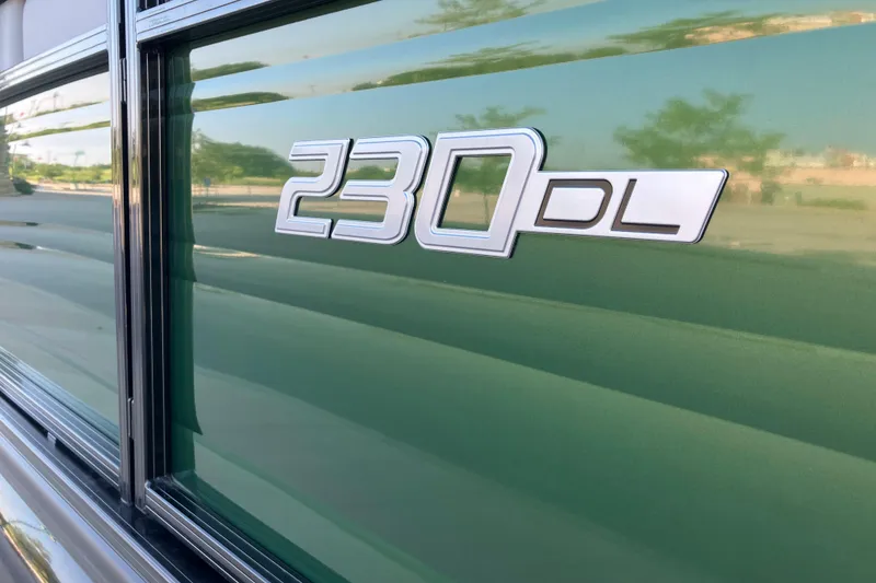 Slide: The Image of Regency 230 DL 2026 model emblem on green vehicle exterior. - 2