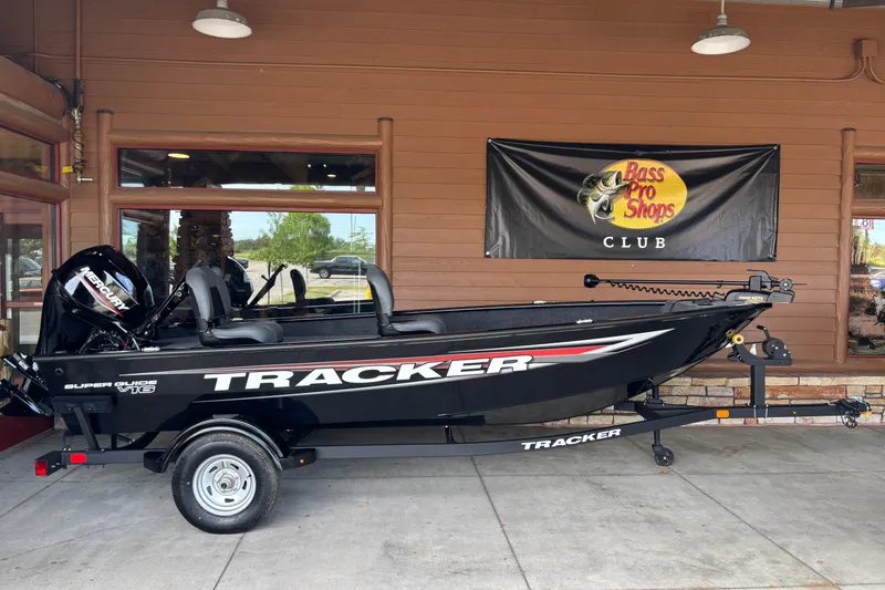 The Image of 2026 Tracker Super Guide V-16 T boat displayed at Bass Pro Shops. - 0