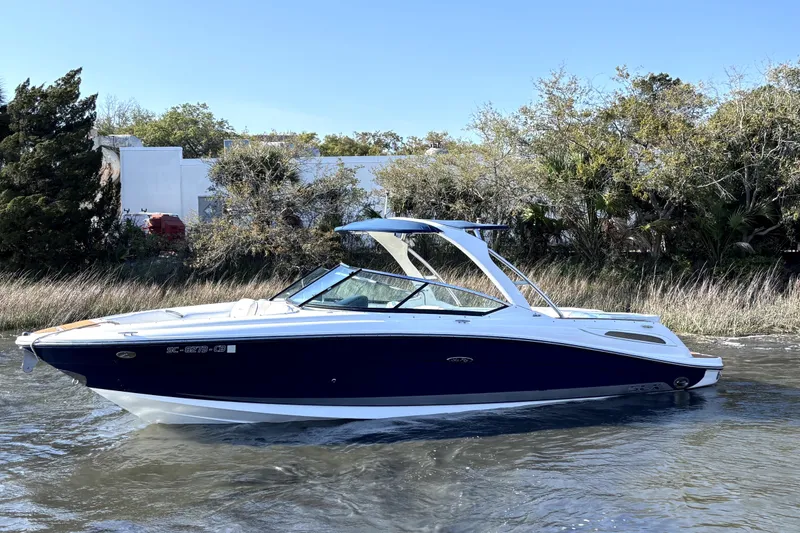 The Image of 2008 Sea Ray 270 Sundeck Port side profile with arch and canvas top - 0
