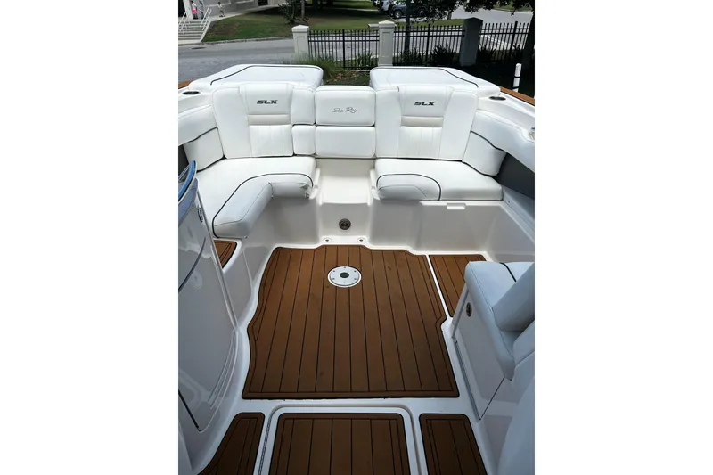 Slide: The Image of Luxurious 2008 Sea Ray 270 Sundeck interior looking aft - 14