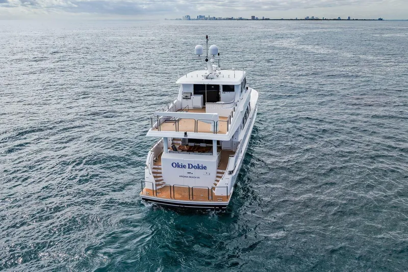Slide: The Image of Luxury 2009 Hargrave Enclosed Bridge yacht cruising on open sea. - 7