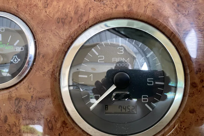 Slide: The Image of Close-up of 2001 Sea Ray 340 Sundancer tachometer, showing RPM gauge. - 31