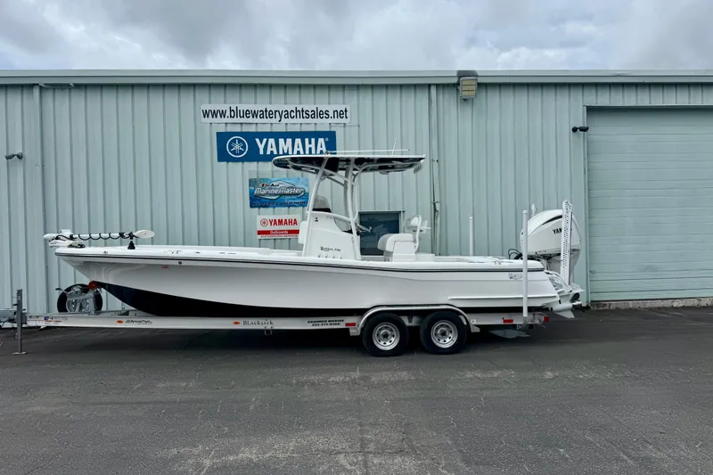 Slide: The Image of 2025 BlackJack 256 Coastal boat docked at marina, featuring sleek design and modern equipment. - 7