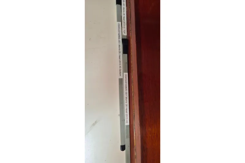 Slide: The Image of Label on Morris Yachts Frances 1996, displaying model and specifications. - 43
