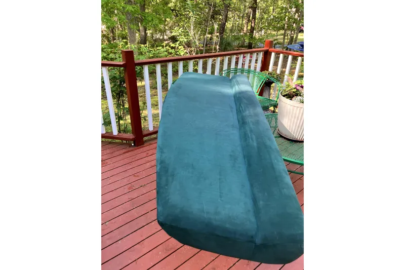 Slide: The Image of Green boat cover on deck, Morris Yachts Frances 1996 model. - 9