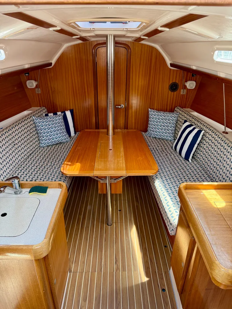 Slide: The Image of Interior of 2000 Dufour 32 Classic with built-in bar compartment. - 10