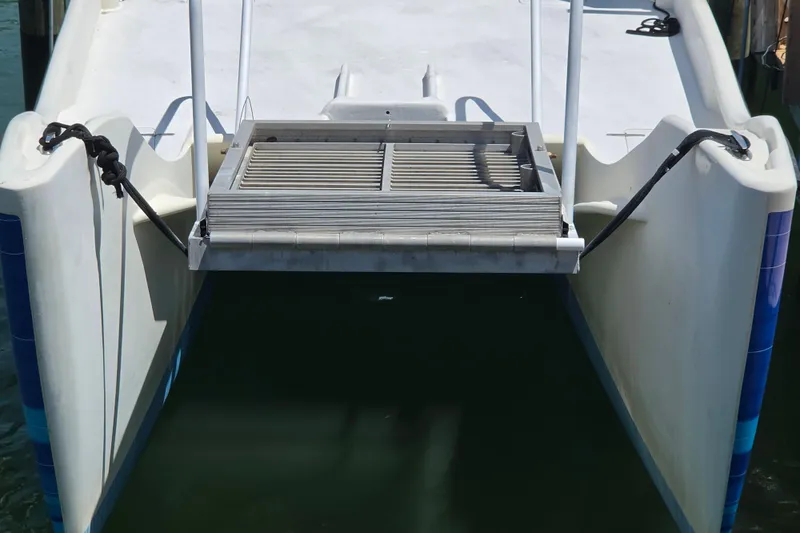 Slide: The Image of Catamaran stern view with boarding platform, Custom Exuma Catamaran 32, 2014 model. - 24