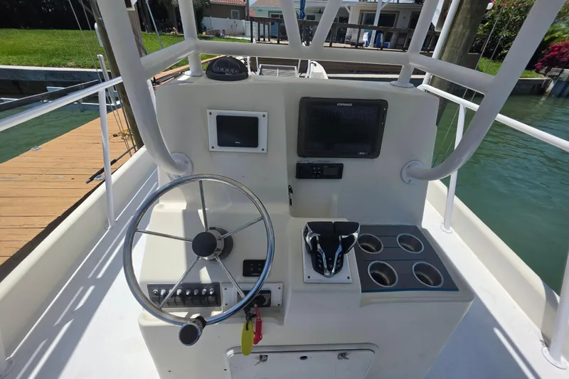 Slide: The Image of 2014 Custom Exuma Catamaran 32 deck view with shadow and hatch detail. - 52