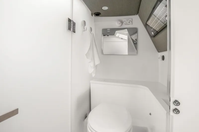 Slide: The Image of Modern bathroom interior in 2021 Axopar 37 XC Cross Cabin boat. - 24