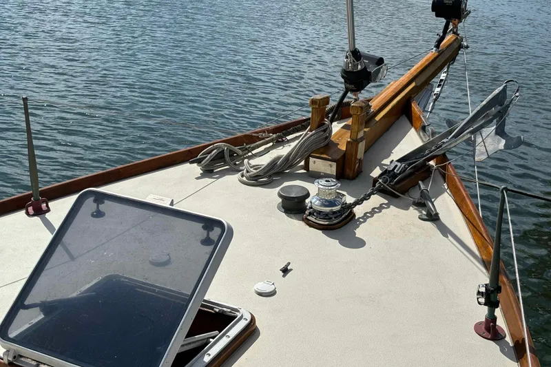 Slide: The Image of Wooden interior detail of a 1979 O.Lie-Neilsen 44 Cutter Rigged boat. - 21