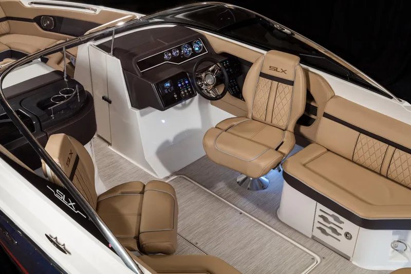 Slide: The Image of Interior of 2016 Sea Ray SLX 250 with luxurious seating. - 20