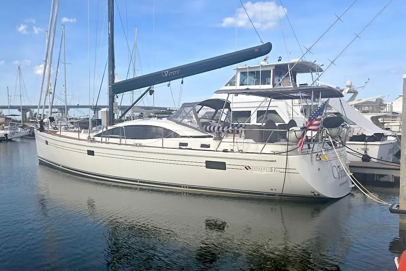 Slide: The Image of Sailing yacht Southerly 57 RS, 2011 model, docked at marina with clear skies. - 1