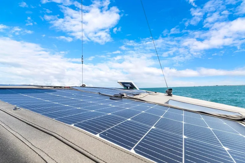 Slide: The Image of Solar panels on Southerly 57 RS yacht under clear blue sky, 2011 model. - 18