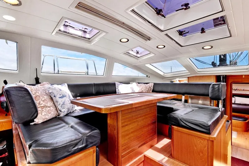Slide: The Image of Luxurious interior of 2011 Southerly 57 RS yacht with skylights and plush seating. - 25