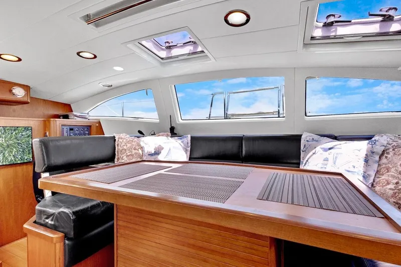 Slide: The Image of Luxurious interior of 2011 Southerly 57 RS yacht with elegant seating and skylights. - 27