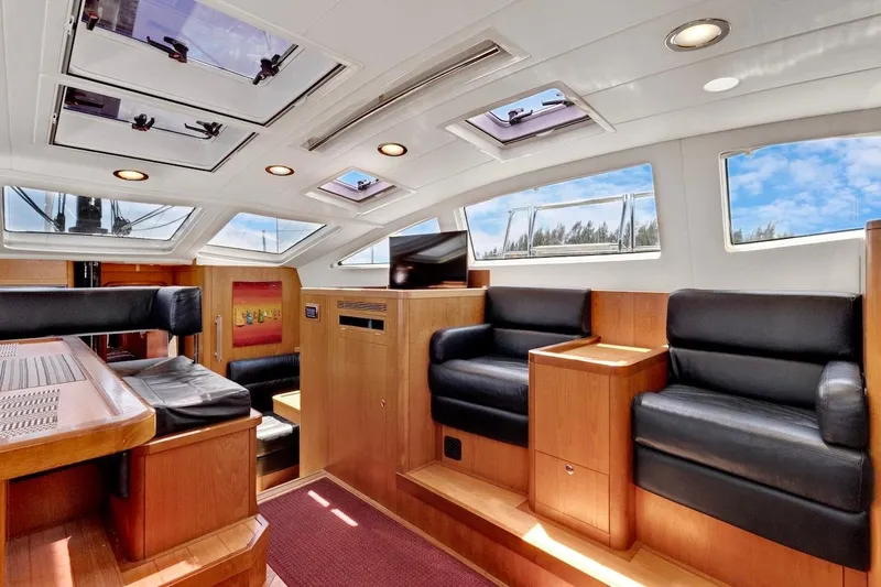 Slide: The Image of Luxurious interior of 2011 Southerly 57 RS yacht with leather seating and skylights. - 29