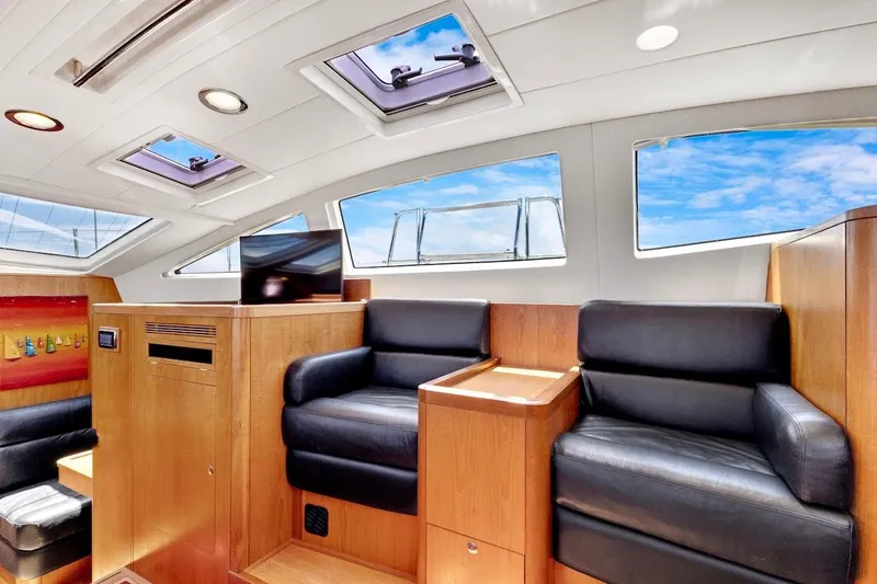 Slide: The Image of Luxurious interior of 2011 Southerly 57 RS yacht with leather seating and skylights. - 31