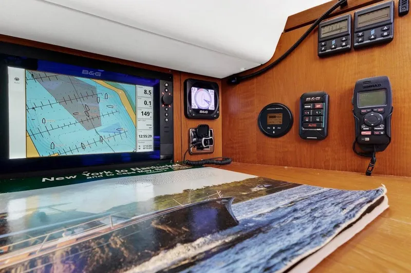 Slide: The Image of Navigation equipment on a 2011 Southerly 57 RS yacht, featuring B&G displays and controls. - 42