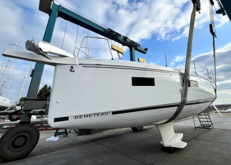 Slide: The Image of Rear view of Beneteau Oceanis 34.1 yacht, model year 2026. - 2