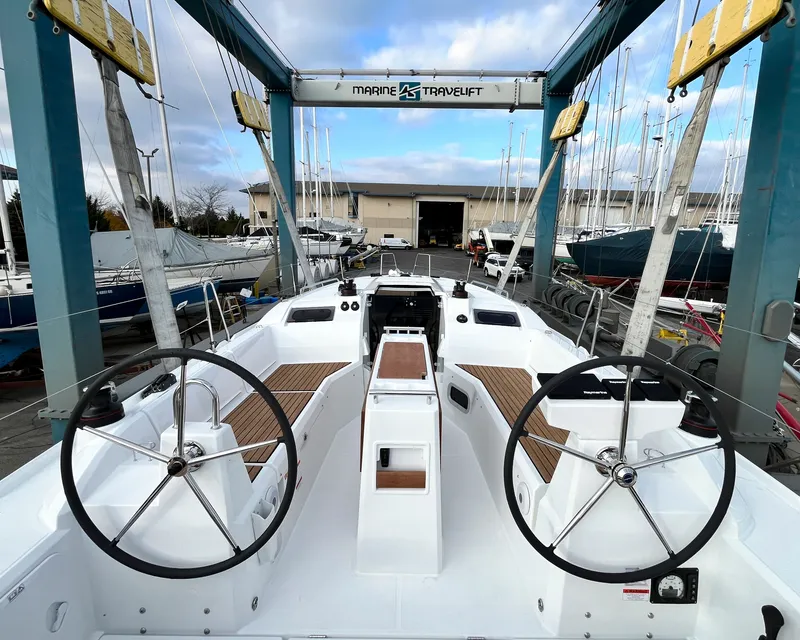 Slide: The Image of Interior of Beneteau Oceanis 34.1 yacht kitchen, year 2026. - 4