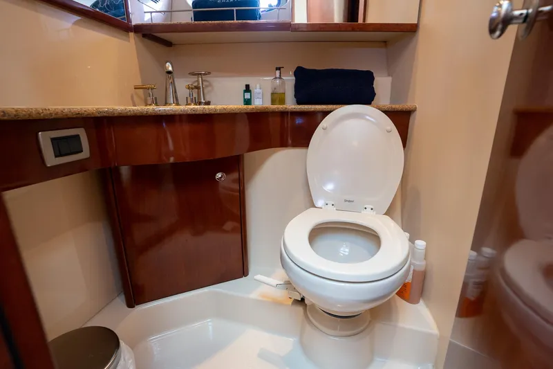 Slide: The Image of Luxurious bathroom in 2009 Meridian 391 Sedan yacht with modern fixtures. - 15