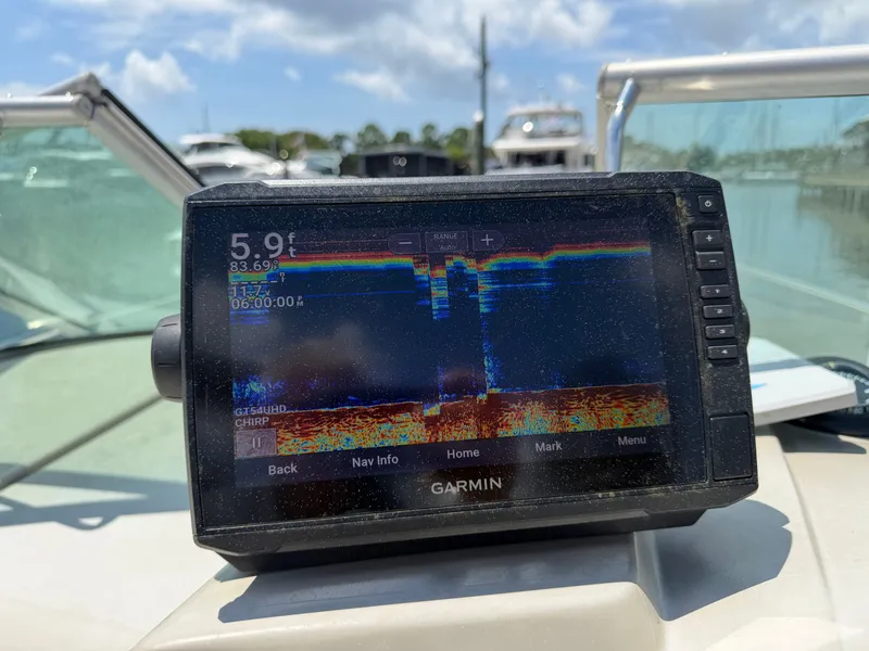 Slide: The Image of Garmin fishfinder on 2011 Sea Ray 240 Sundancer boat. - 21