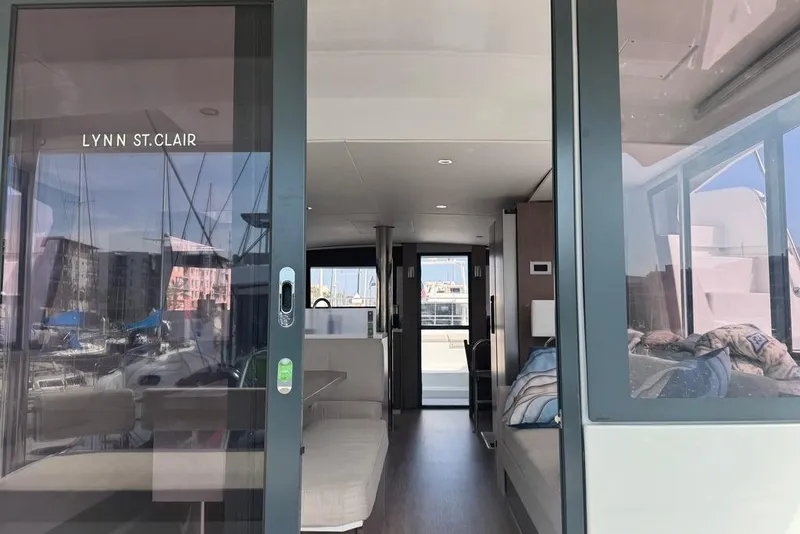 Slide: The Image of Interior view of 2023 Bali 4.6 yacht, featuring modern design and comfortable seating. - 47