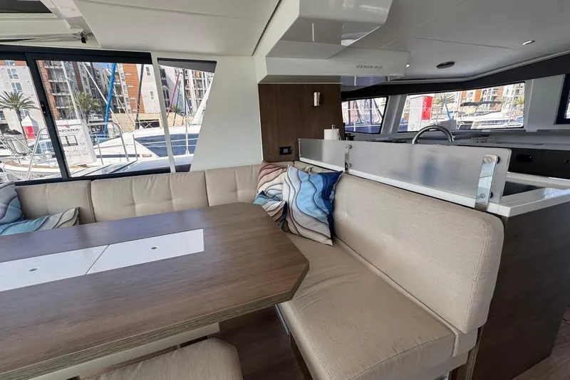Slide: The Image of Modern interior of 2023 Bali 4.6 yacht with elegant seating and large windows. - 55
