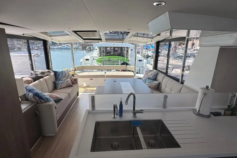 Slide: The Image of Luxurious interior of 2023 Bali 4.6 yacht with spacious seating and modern kitchen. - 89