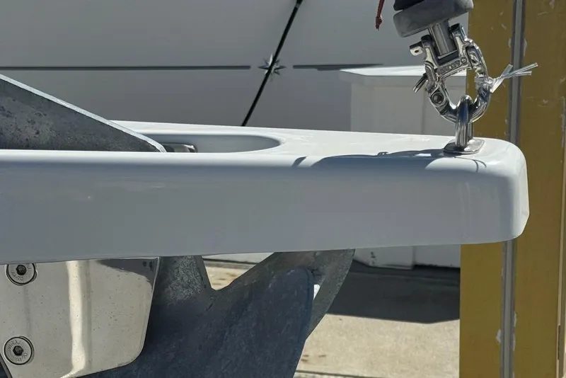 Slide: The Image of Close-up of Jeanneau Sun Odyssey 449 yacht's anchor detail, 2017 model. - 13