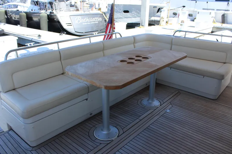 Slide: The Image of Interior of 2019 Greenline 48 Coupe with seating area and table. - 13
