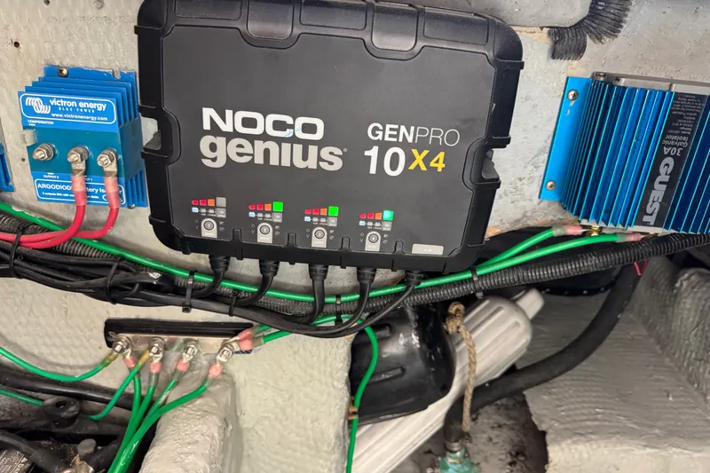 Slide: The Image of Electrical system with NOCO Genius GENPRO 10X4 charger in 1994 Luhrs 32 Convertible boat. - 69