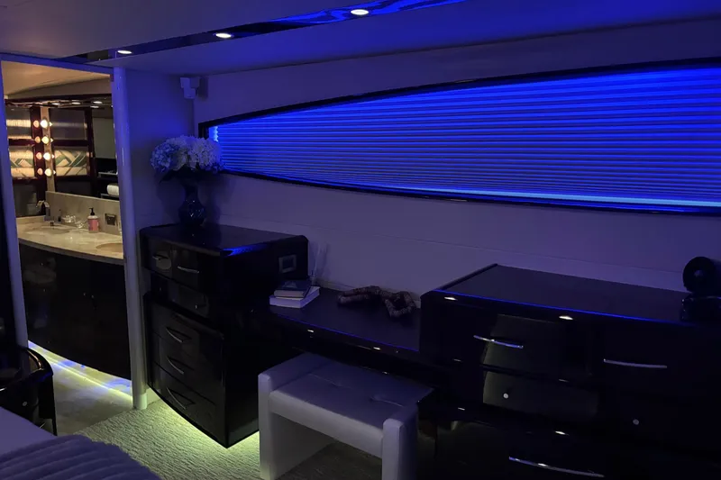 Slide: The Image of Luxurious interior of 2008 Lazzara LSX 75 yacht with modern lighting and elegant furnishings. - 10