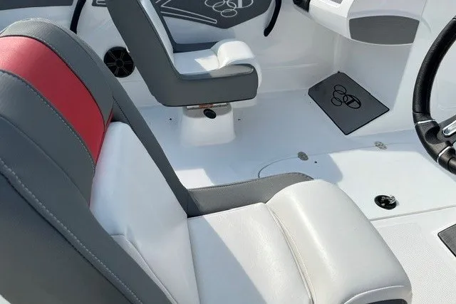 Slide: The Image of Interior of 2026 Tahoe T21 boat with stylish seating and modern design. - 21
