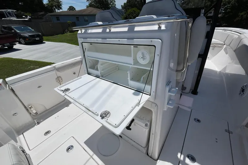 Slide: The Image of 2022 Sea Fox 288 Commander boat interior with open storage compartment. - 41