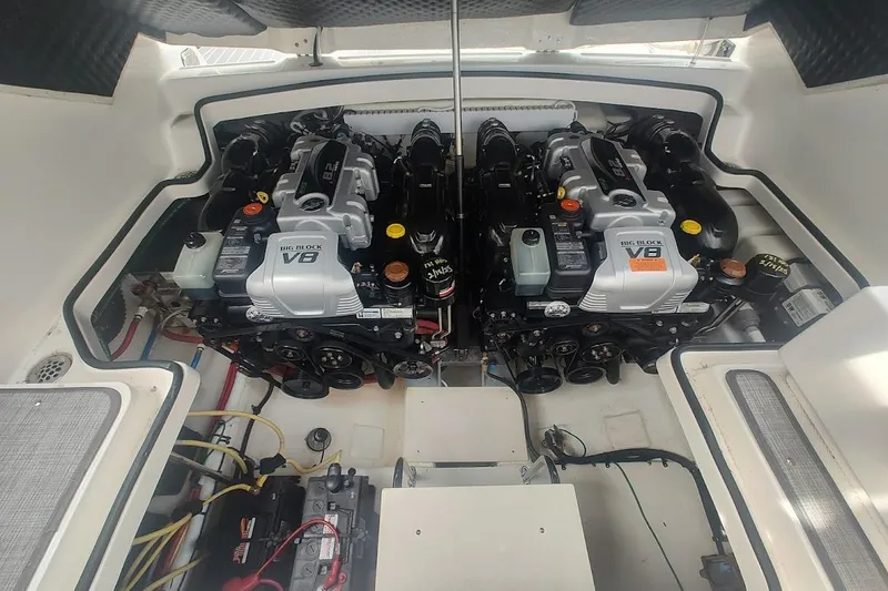 Slide: The Image of Engine compartment of 2021 Chaparral 347 SSX with dual V8 engines. - 28