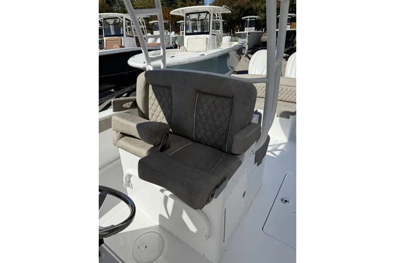 Slide: The Image of 2026 Sea Hunt Ultra 275 Coffin Box boat seating with diamond-stitched upholstery. - 7