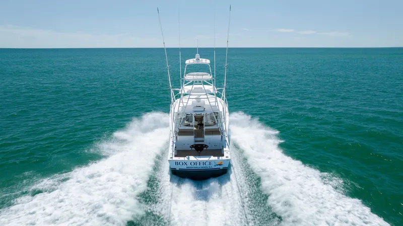 Slide: The Image of 2019 Albemarle 410 Express Fisherman cruising on open water. - 15