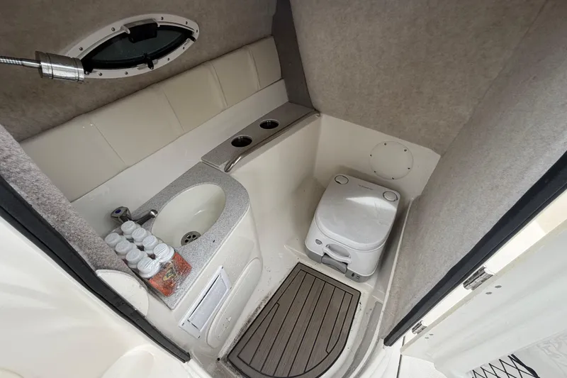 Slide: The Image of Interior of 2023 Stingray 231 DC with toilet and sink. - 49