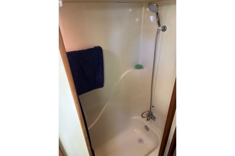 Slide: The Image of Shower area in 1987 Chris-Craft 426 Catalina yacht with handheld showerhead. - 39