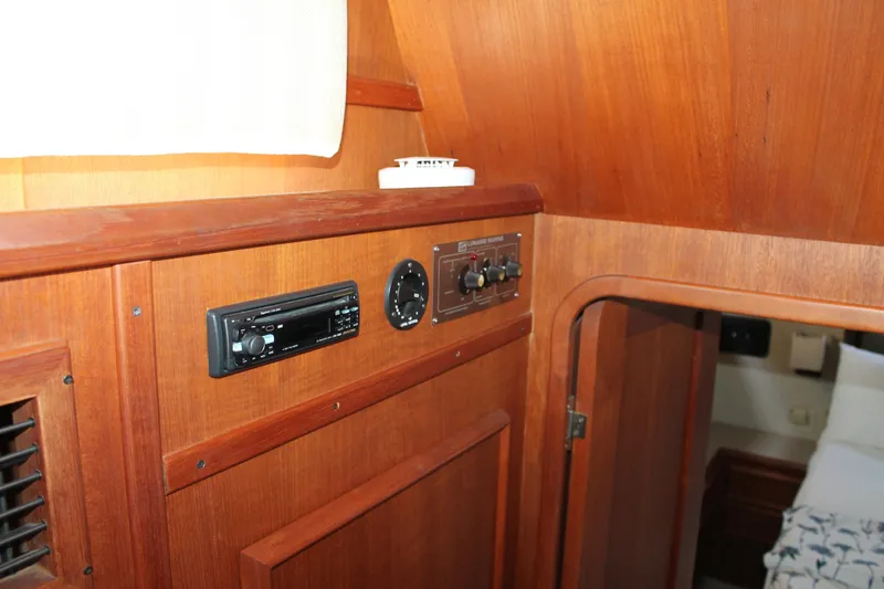 Slide: The Image of Cozy bedroom in 1987 Chris-Craft 427 Catalina yacht with floral bedding. - 42