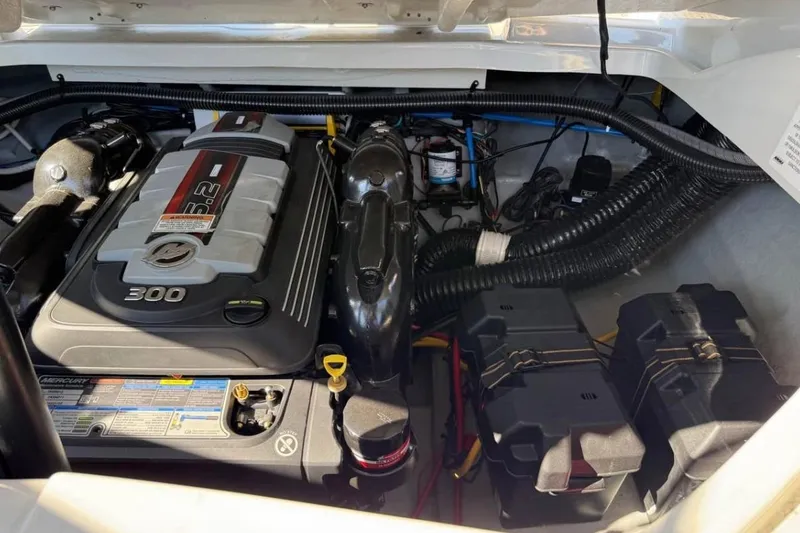Slide: The Image of Engine compartment of 2022 Crownline 265 SS boat with Mercury 6.2L engine. - 8