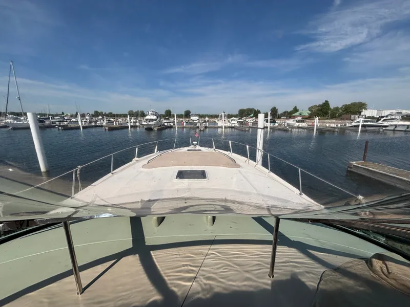 Slide: The Image of Sea Ray Sundancer 460 yacht in harbor, year 2000. - 24