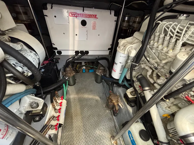 Slide: The Image of Engine room of 2000 Sea Ray Sundancer 460 with Westerbeke generator. - 27