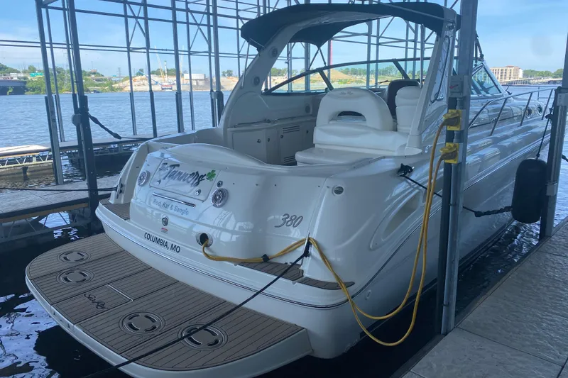 Slide: The Image of 2004 Sea Ray 380 Sundancer docked in marina, Columbia, MO. - 11