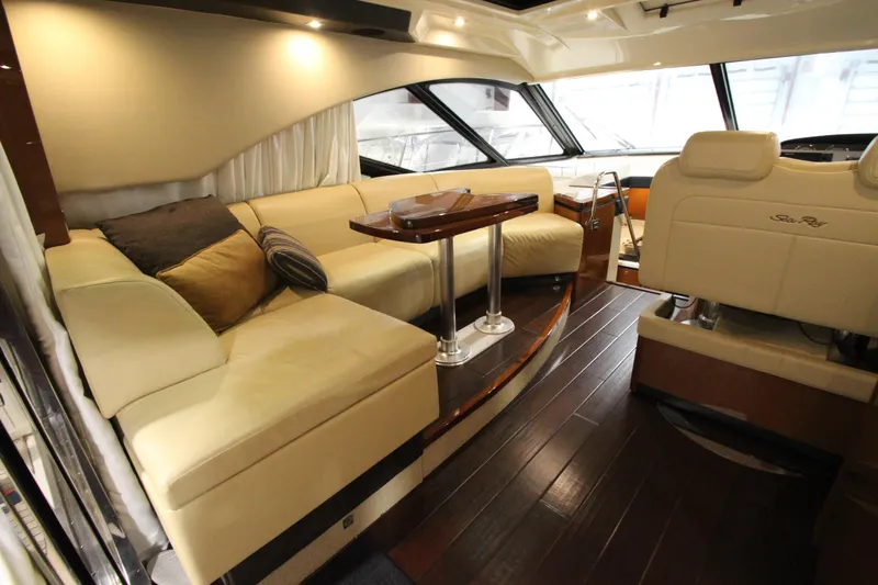 Slide: The Image of Luxurious interior of 2016 Sea Ray 510 Sundancer yacht with plush seating and elegant design. - 44