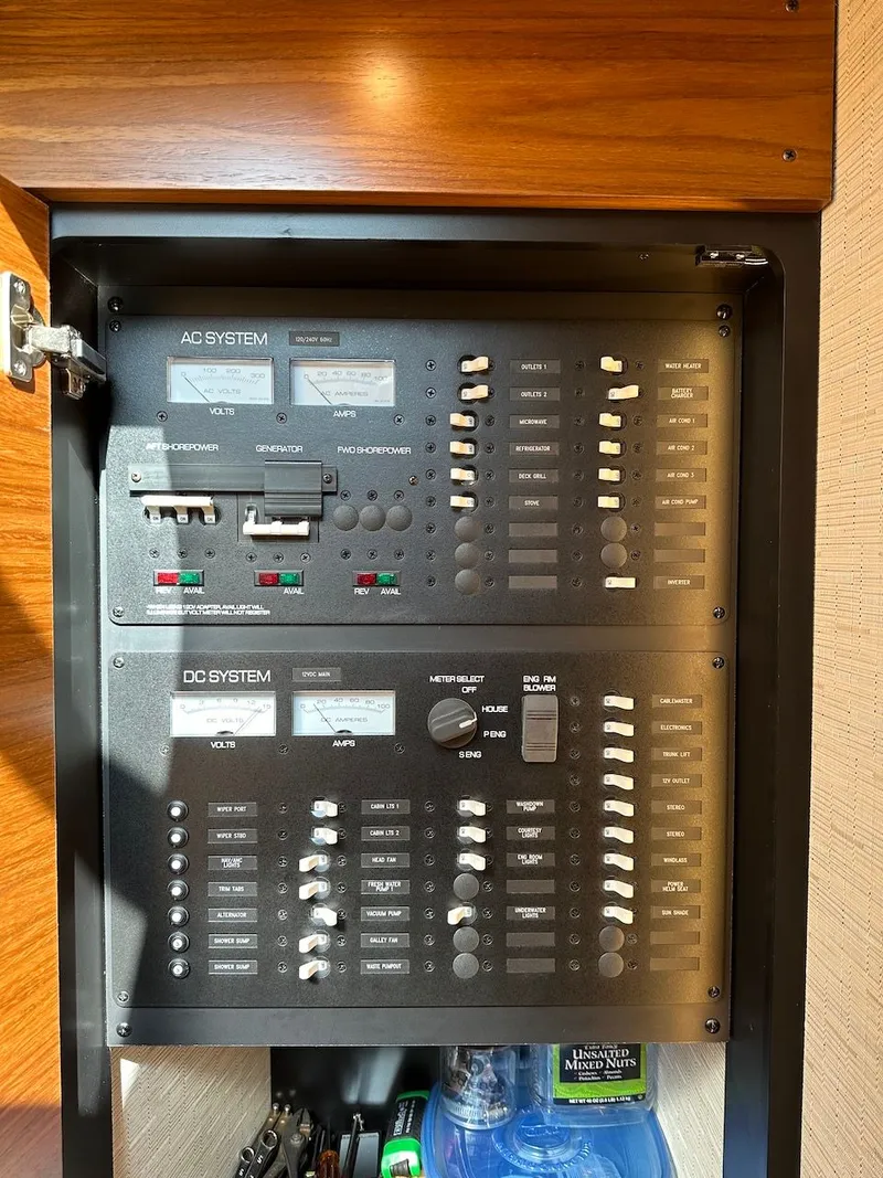 Slide: The Image of Electrical control panel on Tiara Yachts Coupe 39, 2019 model. - 39