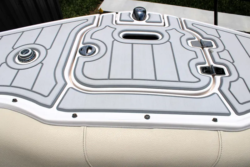 Slide: The Image of 2021 Regal 26 OBX boat deck with sleek design and modern fittings. - 34